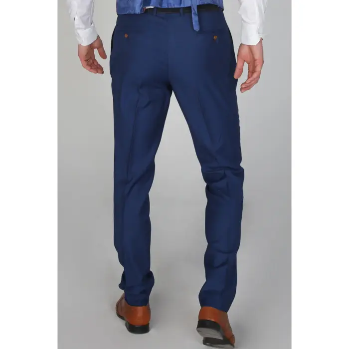 Mayfair- Men's Plain Blue Trouser Wedding Prom Office - Image 2
