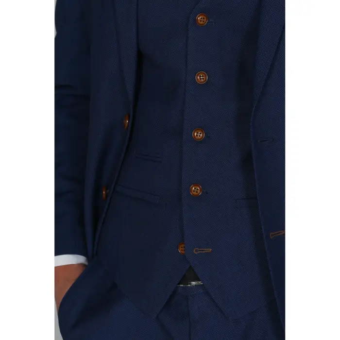 Mayfair- Men's Plain Blue Waistcoat Prom Wedding Office - Image 2