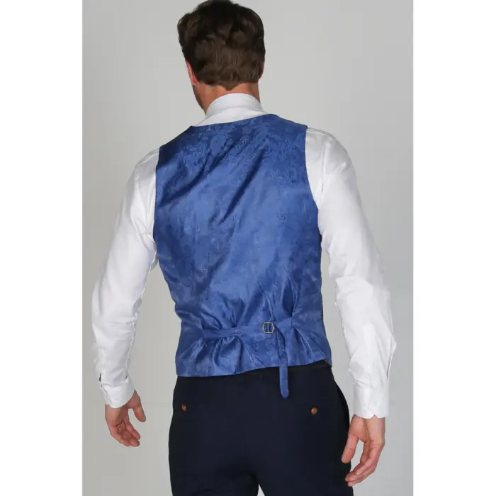Mayfair- Men's Plain Navy Waistcoat Prom Wedding Office - Image 2