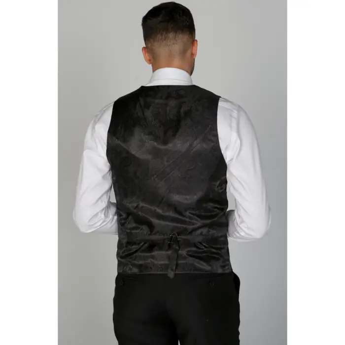 Parker - Men's Plain Black Waistcoat Prom Wedding Office - Image 2