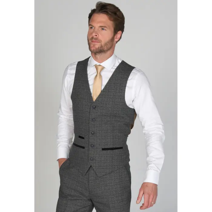 Ralph - Men's Classic Navy Tweed Waistcoat - Image 1