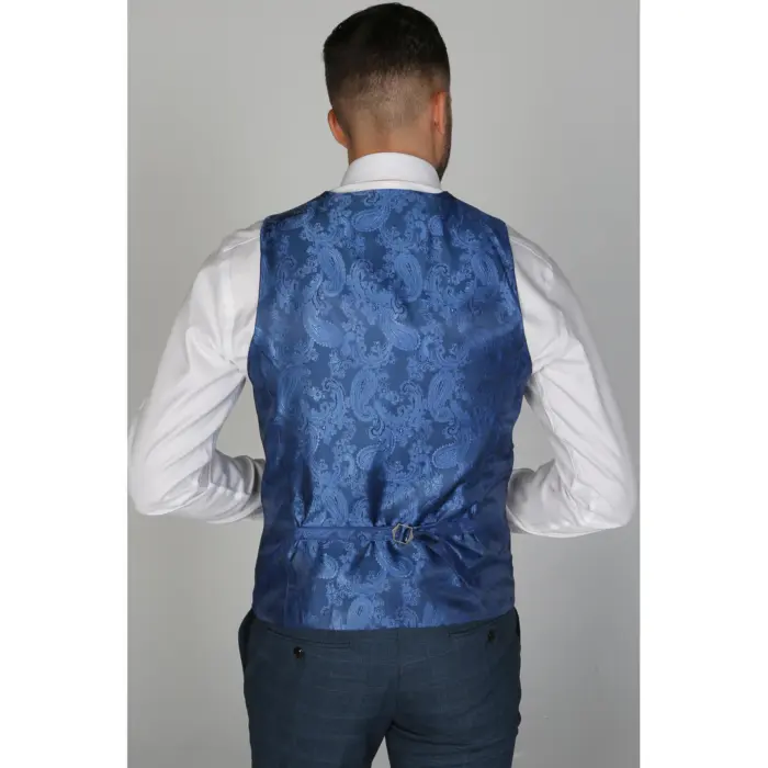 Viceroy - Men's Blue Check Waistcoat Classic Formal - Image 2