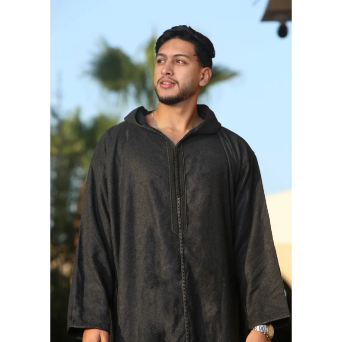Men's Moroccan Thobe Hooded Djellaba Jubba Islamic Clothing Kaftan Eid Robe Arab Warm Coat - Image 6