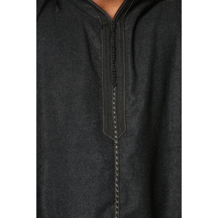 Men's Moroccan Thobe Hooded Djellaba Jubba Islamic Clothing Kaftan Eid Robe Arab Warm Coat - Image 5
