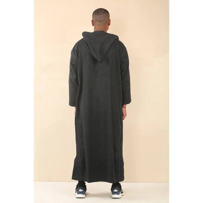 Men's Moroccan Thobe Hooded Djellaba Jubba Islamic Clothing Kaftan Eid Robe Arab Warm Coat - Image 7