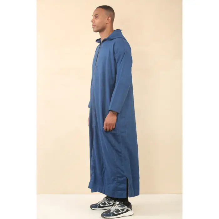 Men's Moroccan Thobe Hooded Djellaba Jubba Islamic Clothing Kaftan Eid Robe Arab Warm Coat - Image 10