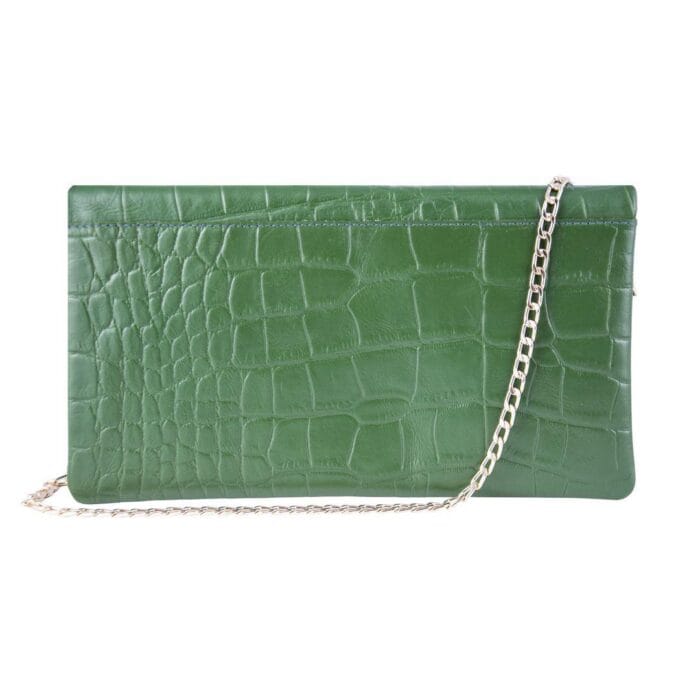 Womens Real Leather Patent Clutch Shoulder Bag Metal Chain Cross Body Textured - Knighthood Store