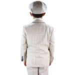 Boys 3 Piece Suit Tweed Cream Black Tailored Fit Wedding Blinders Classic - Knighthood Store