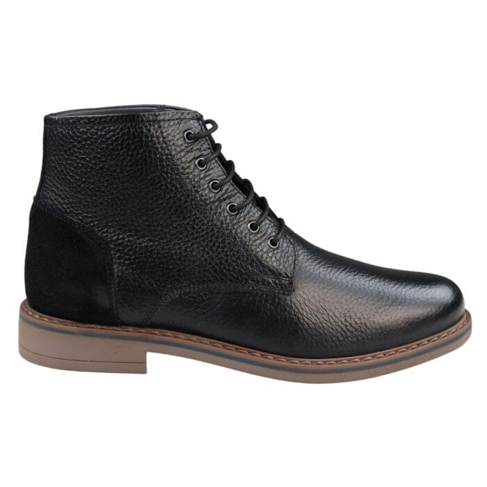 Mens Round Toe Laced Boots Black Tan Brown Real Leather Smart Casual Dress - Knighthood Store