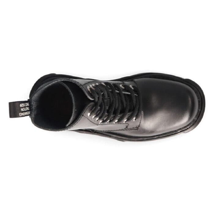New Rock M-MILI084N-S Unisex Metallic Black 100% Leather Platform Military Boots - Knighthood Store