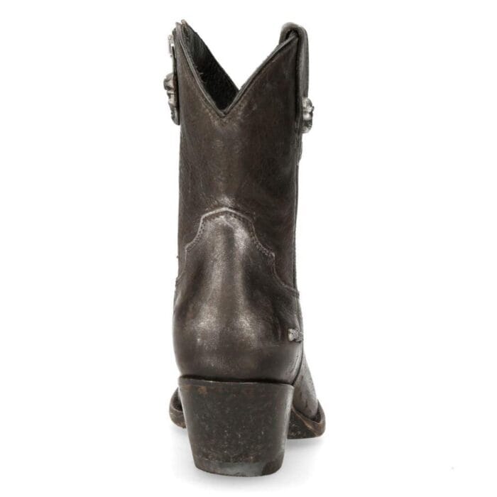 New Rock WSTM006-S1 Black Leather Cowboy Western Pointed Boots Riding Retro - Knighthood Store