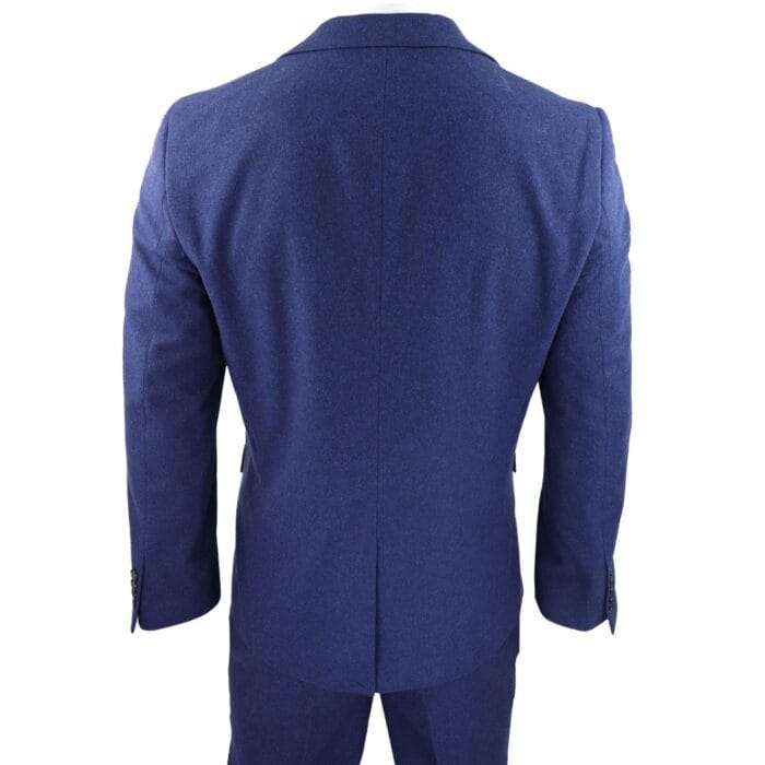 Mens Wool 3 Piece Blue Suit Double Breasted Waistcoat Wedding Party Vintage 1920s - Knighthood Store