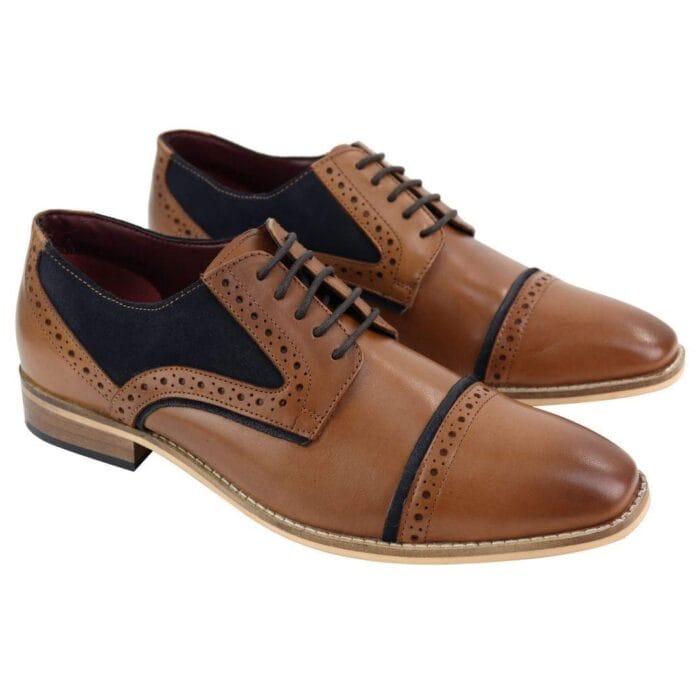 Mens Real Leather Suede Brogues Derby Oxford Shoes Classic British Smart Casual - Knighthood Store