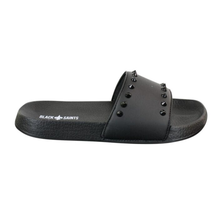 Mens Black White Stripes Spikes Flip Flops Slippers Summer Beach Casual Walking - Knighthood Store