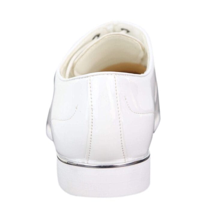 Mens Laced Shoes Shiny Patent Italian Design Silver Metal Classic Smart Formal - Knighthood Store