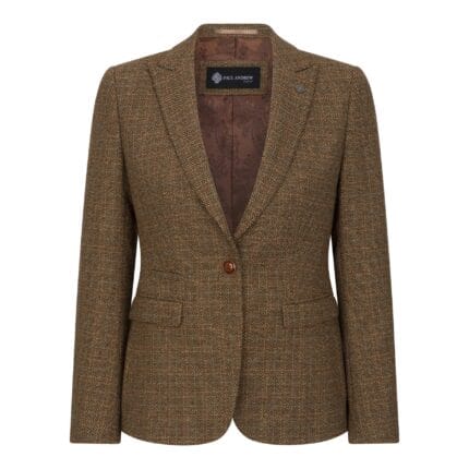Women's Blazer Brown Tweed Tailored Fit Formal Jacket - Knighthood Store