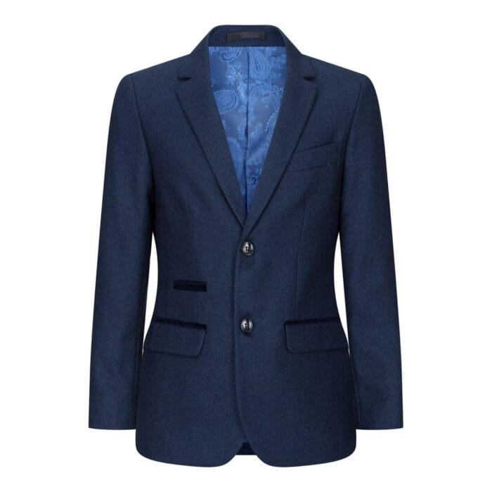 Boys Navy Blue 3 Piece Tweed Birdseye Suit Smart Formal Wedding Classic 1920s - Knighthood Store