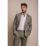 Mens Sage Green Linen 2 Piece Summer Suit - Knighthood Store