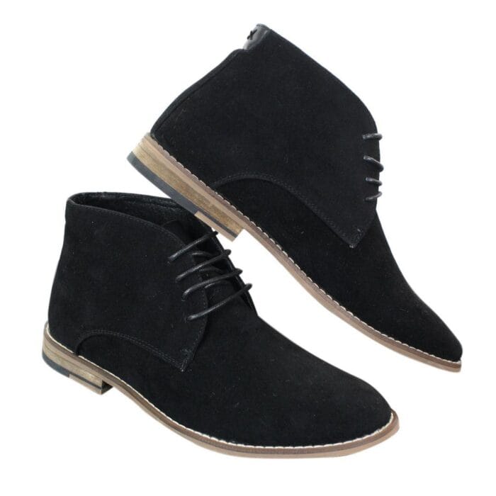 Mens Suede Ankle Boots Chelsea Laced Real Leather Lined Italian Design Smart Casual - Knighthood Store