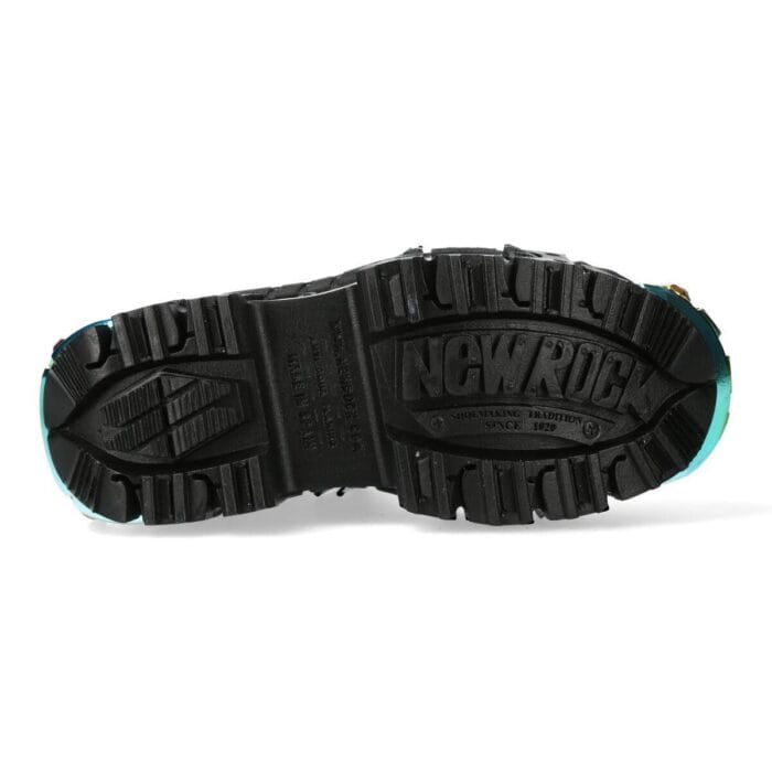 New Rock Boots WALL83CCT-S8 Unisex Metallic Black Leather Platform Gothic Boots - Knighthood Store