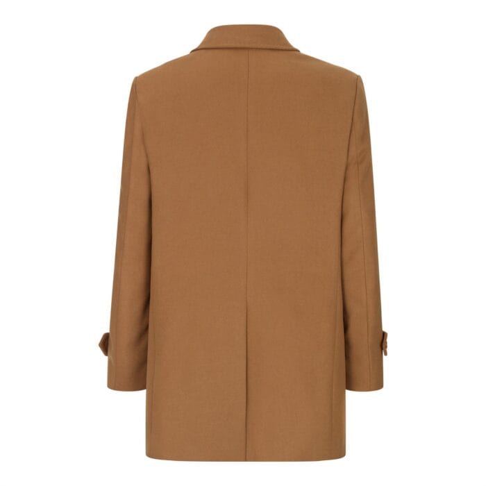 Mens Wool 3/4 Camel Tan Overcoat Classic Button Down Collar Premium Shoulder Patch - Knighthood Store