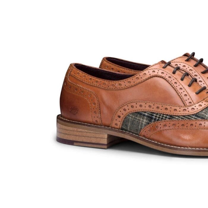 Mens Real Leather Shoes Brogues 1920s Suede Tweed Laced Smart Formal - Knighthood Store