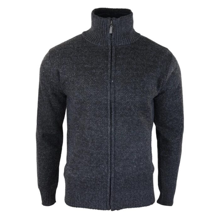 Mens Jumper Jacket Fleece Fur Lined Cardigan Knitted Warm Winter Casual Zipped - Knighthood Store