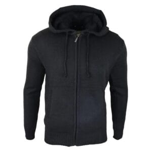 Mens Hoodie Jumper Jacket Fleece Fur Lined Top Knitted Warm Winter Casual Zipped - Knighthood Store
