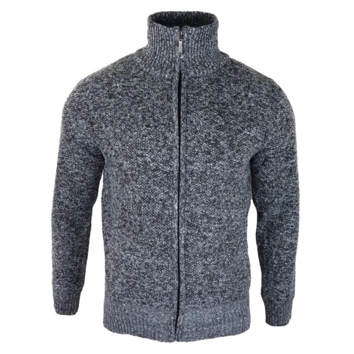 Mens Jumper Jacket Fleece Fur Lined Cardigan Knitted Warm Winter Casual Zipped - Knighthood Store