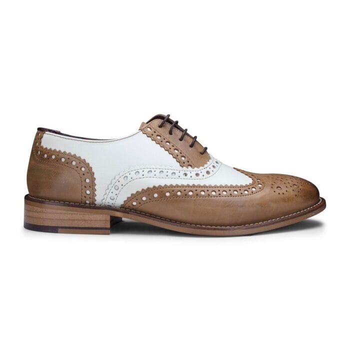 Mens Real Leather Vintage Shoes Brogues 1920s Suede Tweed Laced Shoes Smart Formal - Knighthood Store