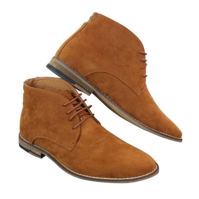 Mens Suede Ankle Boots Chelsea Laced Real Leather Lined Italian Design Smart Casual - Knighthood Store