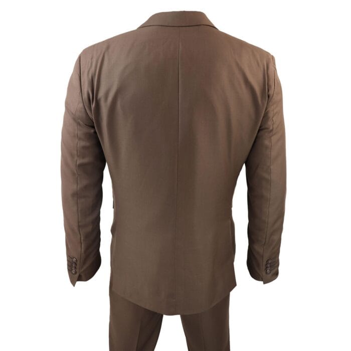 Men's Classic Brown Suit 3 Piece Tailored Fit Vintage Office Wedding Prom - Knighthood Store