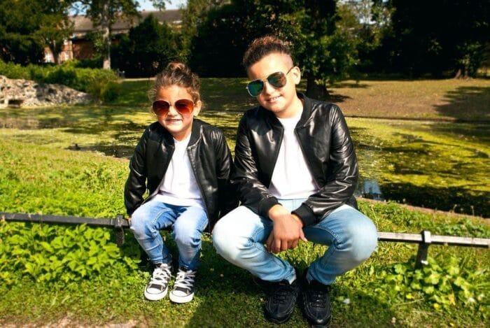 Boys GIrls Kids Unisex Real leather Bomber Style Jacket Varsity Zip Black Blue - Knighthood Store