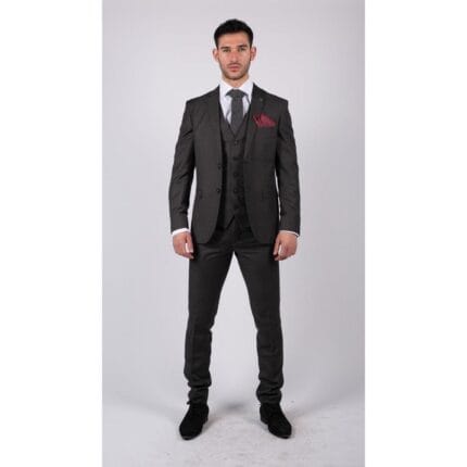 Mens Dark Grey Charcoal 3 Piece Suit Classic Stitch Wedding Summer Prom Classic - Knighthood Store