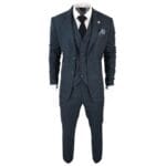 Men's 3 Piece Suit Classic Prince of Wales Check Olive Green Wedding Office Retro - Knighthood Store