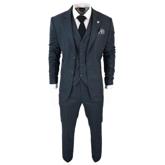 Men's 3 Piece Suit Classic Prince of Wales Check Olive Green Wedding Office Retro - Knighthood Store