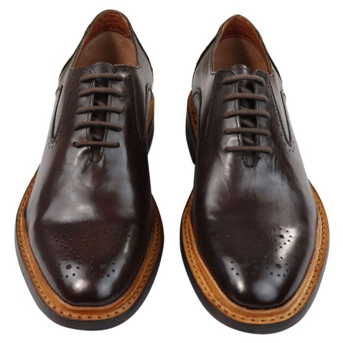 Mens Brogue Oxford Shoes Tan Brown Black Laced Leather Goodyear Welted - Knighthood Store