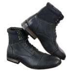 Mens Slim Fit Vintage Retro Sherlock Laced Smart Casual Ankle Boots Leather - Knighthood Store