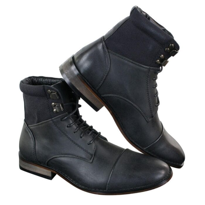 Mens Slim Fit Vintage Retro Sherlock Laced Smart Casual Ankle Boots Leather - Knighthood Store
