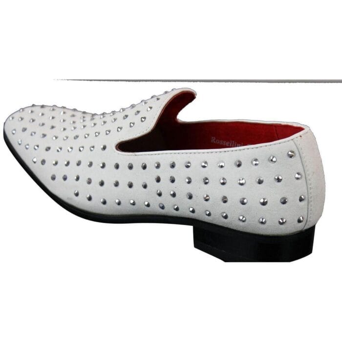 Mens Suede Slip On Loafers Shoes Stud Spikes Silver Smart Casual Shiny Party - Knighthood Store