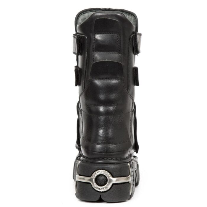 New Rock Boots M-422-S1 Unisex Metallic Black Leather Platform Gothic Boots - Knighthood Store