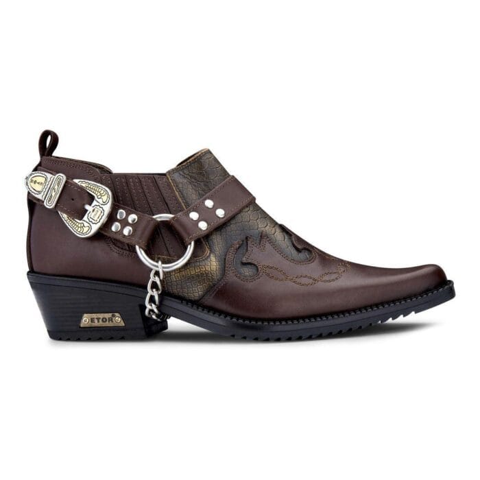 Mens Genuine Leather Snake Pattern Riding Westerm Shoes Wincklepickers Cuban Heel Cowboy - Knighthood Store