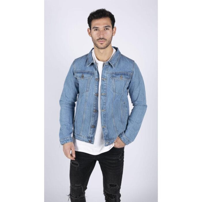 Mens Classic Denim Jacket Jeans Black Stonewash Blue Short Vintage 80s Retro Classic - Knighthood Store