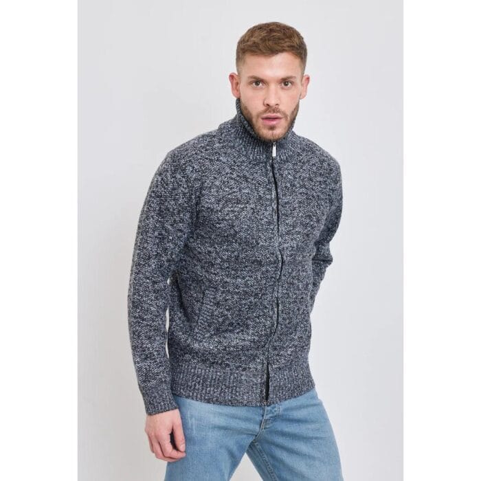 Mens Jumper Jacket Fleece Fur Lined Cardigan Knitted Warm Winter Casual Zipped - Knighthood Store