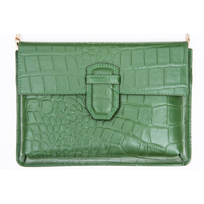 Womens Real Leather Buckle Hide Clutch Shoulder Bag Metal Chain Cross Body - Knighthood Store