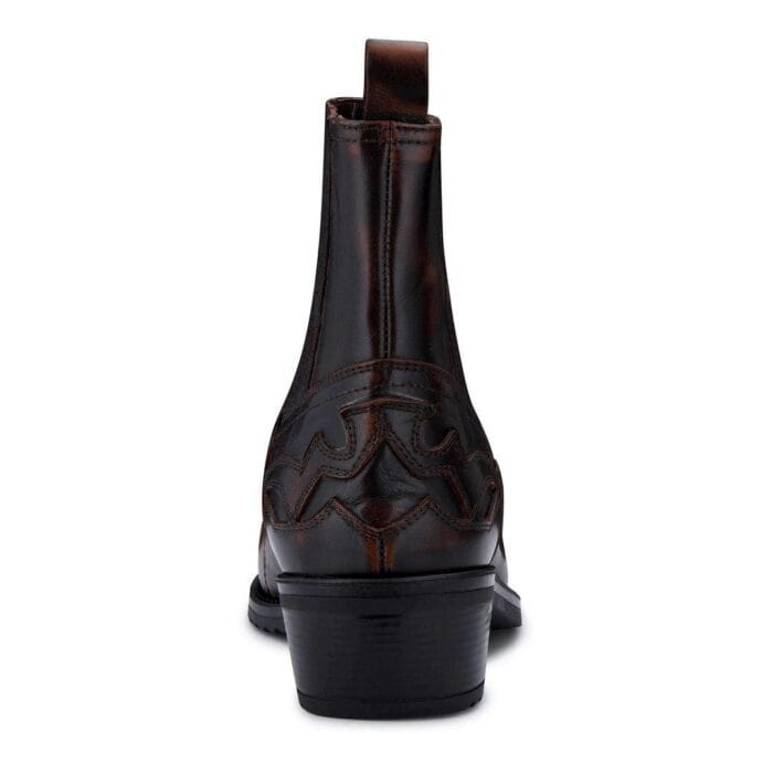 Mens Black Brown Slip On Ankle Boots Vintage Genuine Leather Cowboy Riding Pattern Wincklepickers Cuban Heel - Knighthood Store