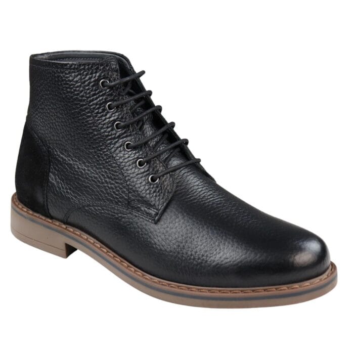 Mens Round Toe Laced Boots Black Tan Brown Real Leather Smart Casual Dress - Knighthood Store