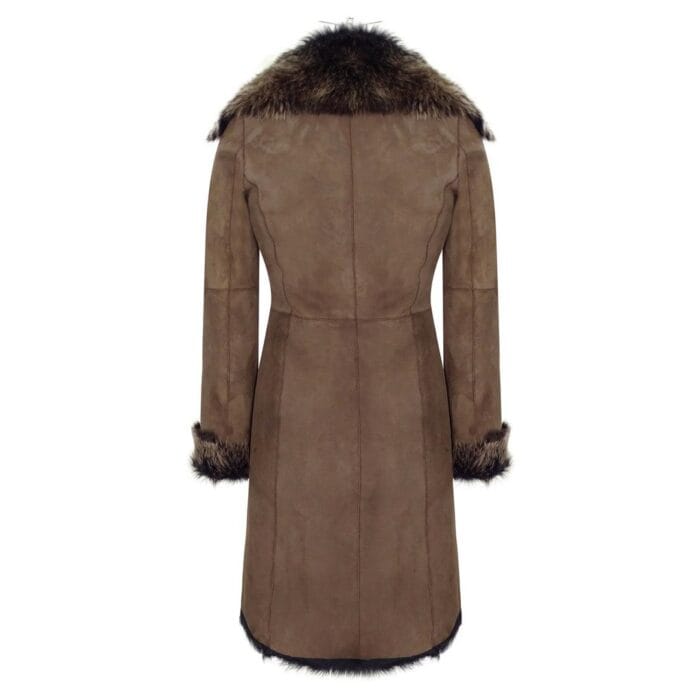 Ladies Women Gold Brown 3/4 Length Warm Luxury Toscana Sheepskin Coat - Knighthood Store