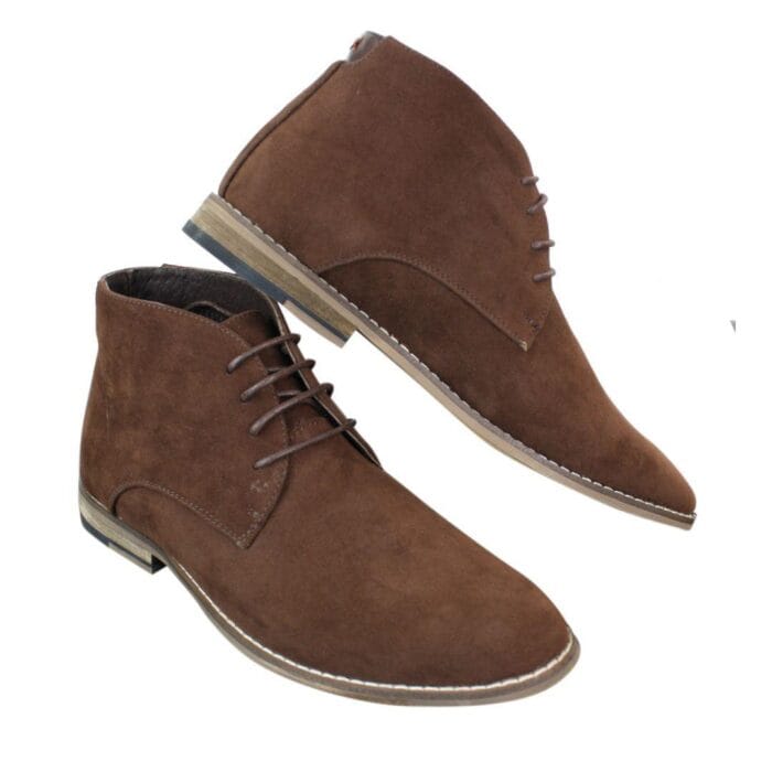 Mens Suede Ankle Boots Chelsea Laced Real Leather Lined Italian Design Smart Casual - Knighthood Store