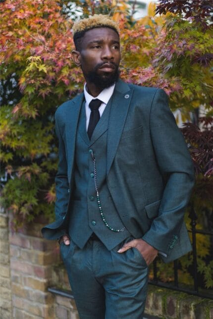 Mens Classic 3 Piece Suit Olive Green Pocket Chain Wedding Tailored Fit Vintage Formal - Knighthood Store